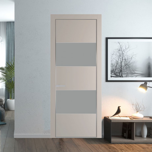 Межкомнатная дверь ProfilDoors 22 PA Санд с профилем Серебро с стеклом  монохром серый