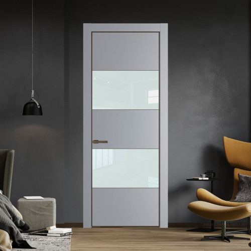 Межкомнатная дверь ProfilDoors 22 PA Смоки с профилем Деорэ с стеклом белый лак