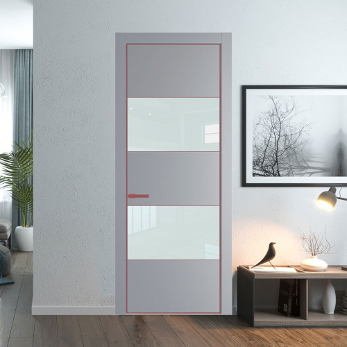 Межкомнатная дверь ProfilDoors 22 PA Смоки с профилем Красный антрацит с стеклом белый лак