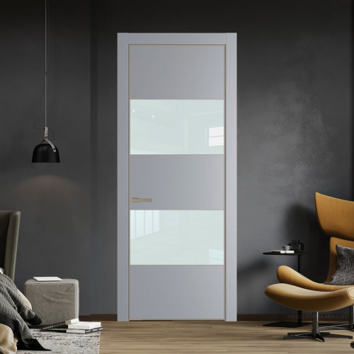 Межкомнатная дверь ProfilDoors 22 PA Смоки с профилем Никель с стеклом белый лак