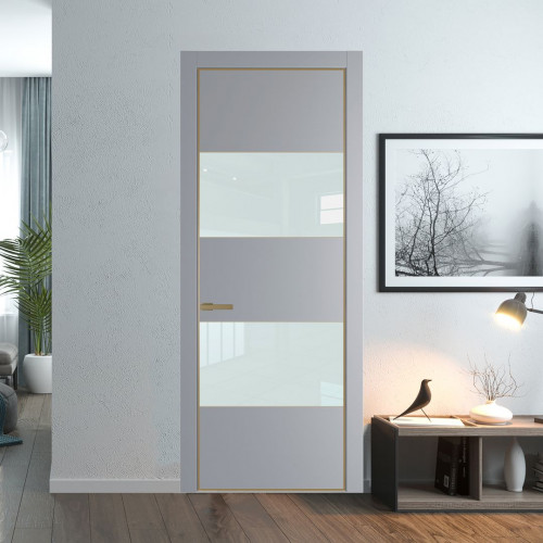 Межкомнатная дверь ProfilDoors 22 PA Смоки с профилем Золото с стеклом белый лак