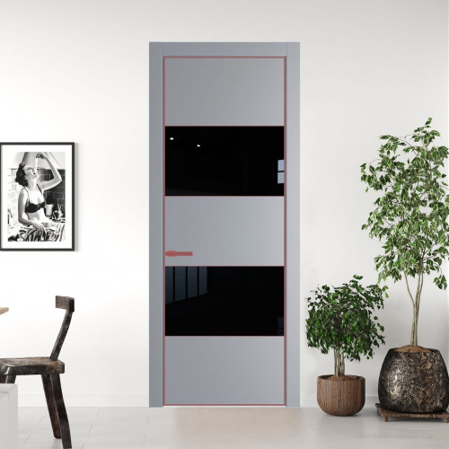 Межкомнатная дверь ProfilDoors 22 PA Смоки с профилем Красный антрацит с стеклом Lacobel Черный лак