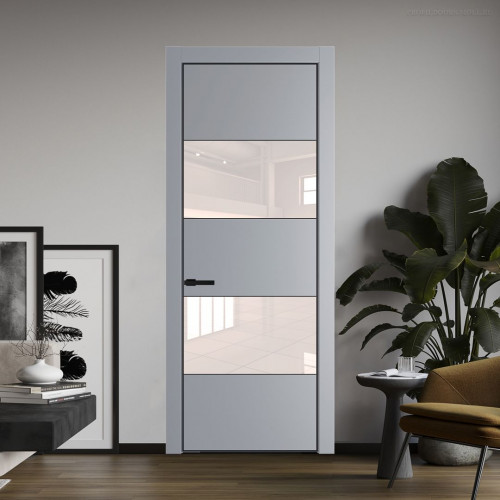 Межкомнатная дверь ProfilDoors 22 PA Смоки с профилем Черный с стеклом перламутровый лак