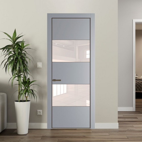 Межкомнатная дверь ProfilDoors 22 PA Смоки с профилем Деорэ с стеклом перламутровый лак