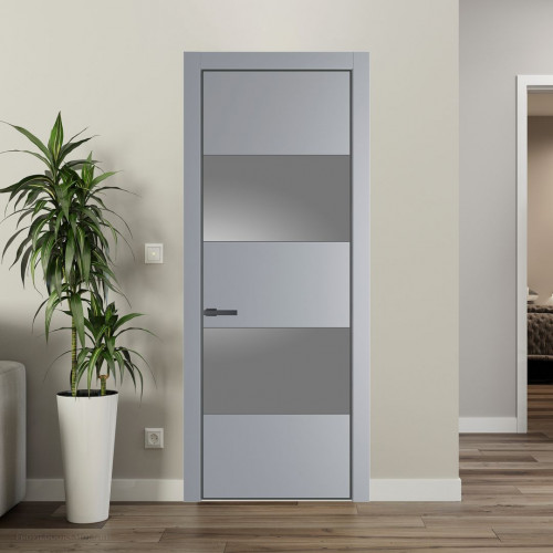 Межкомнатная дверь ProfilDoors 22 PA Смоки с профилем Серая Ночь с стеклом серебро матлак