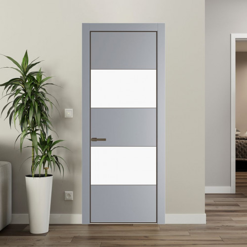 Межкомнатная дверь ProfilDoors 22 PA Смоки с профилем Деорэ с стеклом  монохром белый просветленный