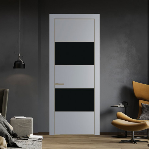 Межкомнатная дверь ProfilDoors 22 PA Смоки с профилем Шампань с стеклом  монохром черный