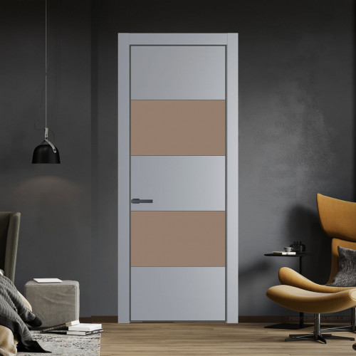 Межкомнатная дверь ProfilDoors 22 PA Смоки с профилем Серая Ночь с стеклом  монохром капучино