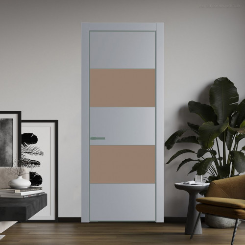 Межкомнатная дверь ProfilDoors 22 PA Смоки с профилем Зеленый воск с стеклом  монохром капучино