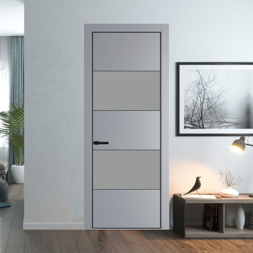 Межкомнатная дверь ProfilDoors 22 PA Смоки с профилем Черный с стеклом  монохром серый