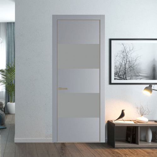 Межкомнатная дверь ProfilDoors 22 PA Смоки с профилем Никель с стеклом  монохром серый