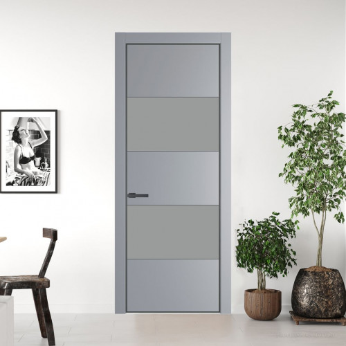 Межкомнатная дверь ProfilDoors 22 PA Смоки с профилем Серая Ночь с стеклом  монохром серый