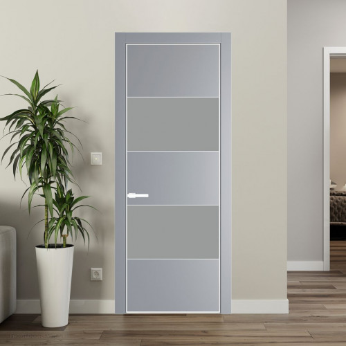 Межкомнатная дверь ProfilDoors 22 PA Смоки с профилем Вайт с стеклом  монохром серый