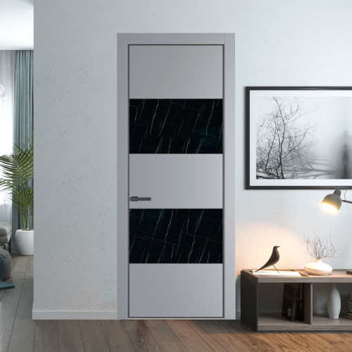 Межкомнатная дверь ProfilDoors 22 PA Смоки с профилем Серая Ночь с стеклом  неро мрамор