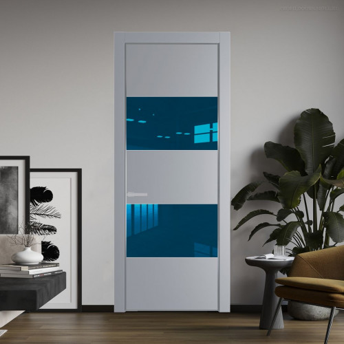 Межкомнатная дверь ProfilDoors 22 PA Смоки с профилем Серебро с стеклом  зеркало blue