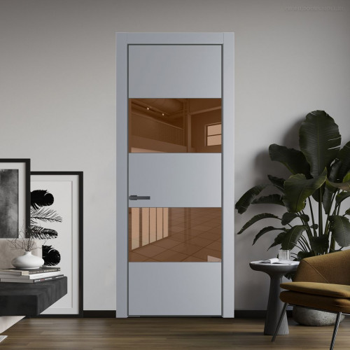 Межкомнатная дверь ProfilDoors 22 PA Смоки с профилем Серая Ночь с стеклом  зеркало bronze