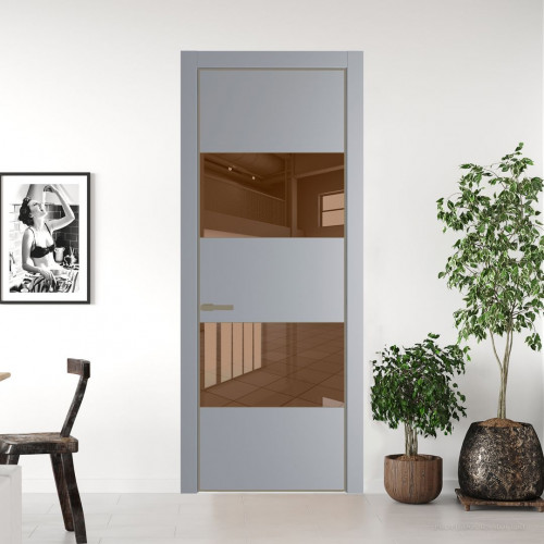 Межкомнатная дверь ProfilDoors 22 PA Смоки с профилем Шампань с стеклом  зеркало bronze