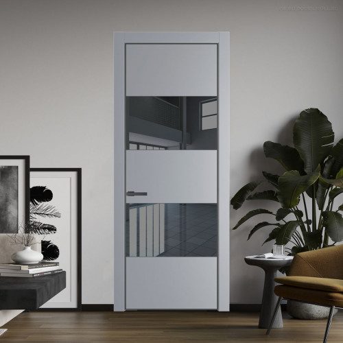 Межкомнатная дверь ProfilDoors 22 PA Смоки с профилем Серая Ночь с стеклом  зеркало grey