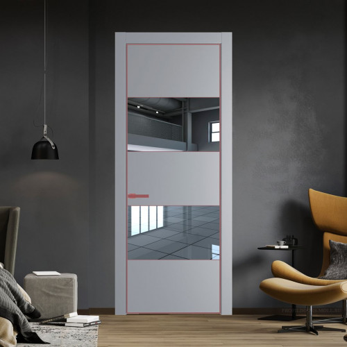 Межкомнатная дверь ProfilDoors 22 PA Смоки с профилем Красный антрацит с стеклом  зеркало