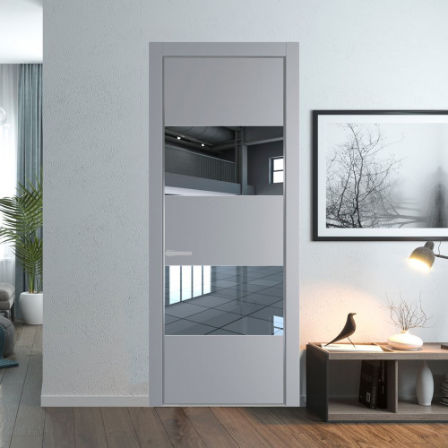 Межкомнатная дверь ProfilDoors 22 PA Смоки с профилем Серебро с стеклом  зеркало