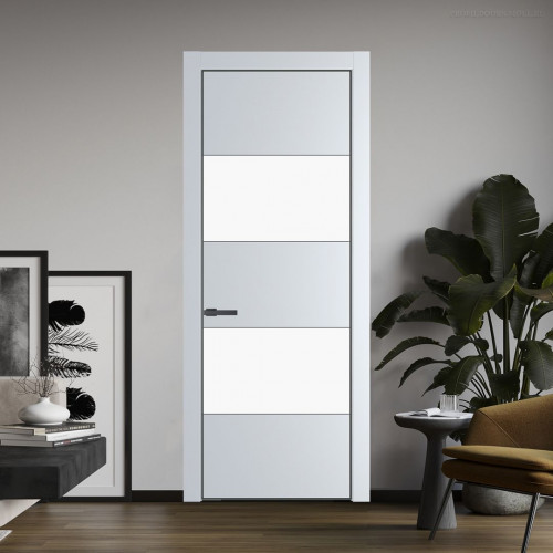 Межкомнатная дверь ProfilDoors 22 PA Вайт с профилем Серая Ночь с стеклом  монохром белый просветленный