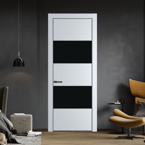 Межкомнатная дверь ProfilDoors 22 PA Вайт с профилем Серая Ночь с стеклом  монохром черный