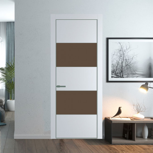 Межкомнатная дверь ProfilDoors 22 PA Вайт с профилем Зеленый воск с стеклом  монохром гляссе