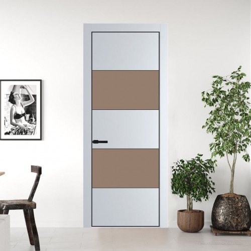 Межкомнатная дверь ProfilDoors 22 PA Вайт с профилем Черный с стеклом  монохром капучино