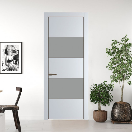 Межкомнатная дверь ProfilDoors 22 PA Вайт с профилем Деорэ с стеклом  монохром серый