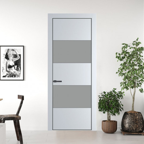 Межкомнатная дверь ProfilDoors 22 PA Вайт с профилем Серая Ночь с стеклом  монохром серый