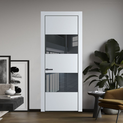 Межкомнатная дверь ProfilDoors 22 PA Вайт с профилем Серая Ночь с стеклом  зеркало grey