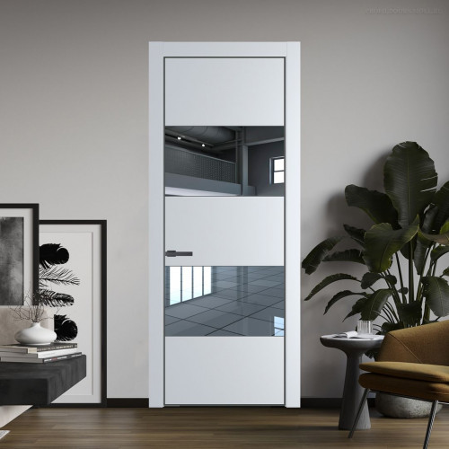 Межкомнатная дверь ProfilDoors 22 PA Вайт с профилем Серая Ночь с стеклом  зеркало