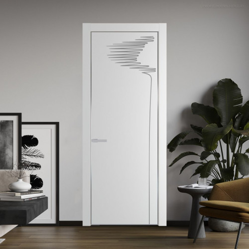 Межкомнатная дверь ProfilDoors 25 PA с фрезерованным рисунком Крем Вайт с профилем Серебро