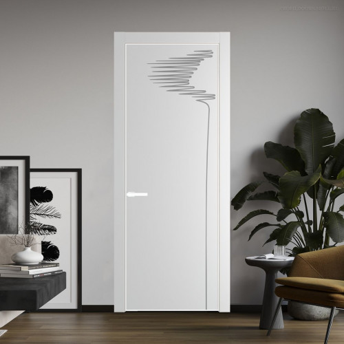 Межкомнатная дверь ProfilDoors 25 PA с фрезерованным рисунком Крем Вайт с профилем Вайт