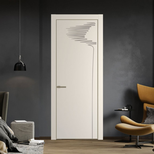 Межкомнатная дверь ProfilDoors 25 PA с фрезерованным рисунком Кремовая Магнолия с профилем Шампань