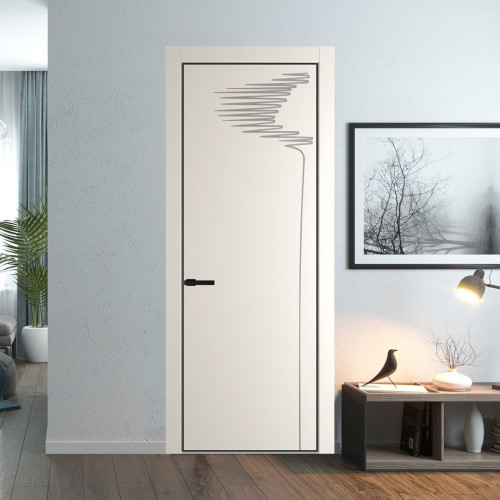 Межкомнатная дверь ProfilDoors 25 PA с фрезерованным рисунком Перламутр белый с профилем Черный