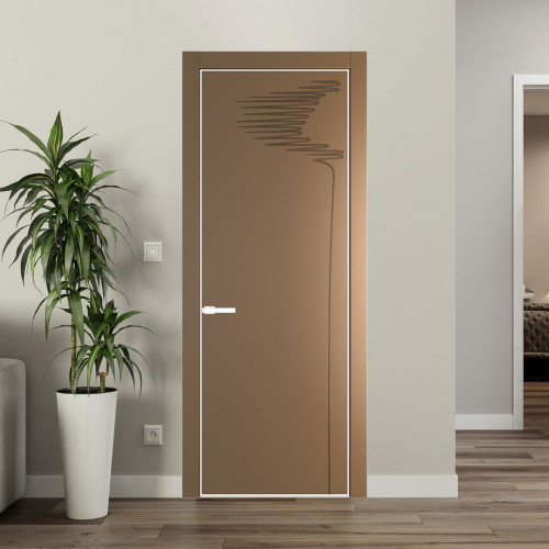 Межкомнатная дверь ProfilDoors 25 PA с фрезерованным рисунком Перламутр золото с профилем Вайт