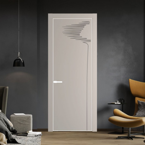 Межкомнатная дверь ProfilDoors 25 PA с фрезерованным рисунком Санд с профилем Вайт