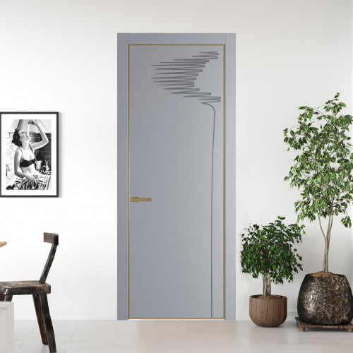 Межкомнатная дверь ProfilDoors 25 PA с фрезерованным рисунком Смоки с профилем Золото