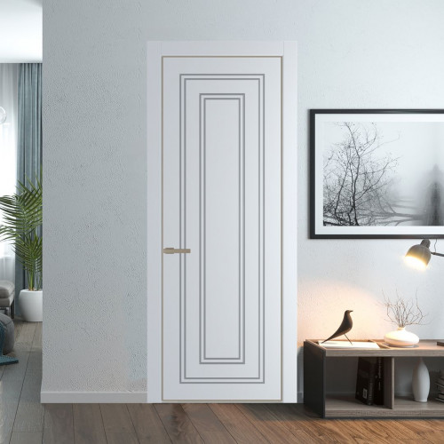 Межкомнатная дверь ProfilDoors 28 PA с фрезерованным рисунком Вайт с профилем Никель