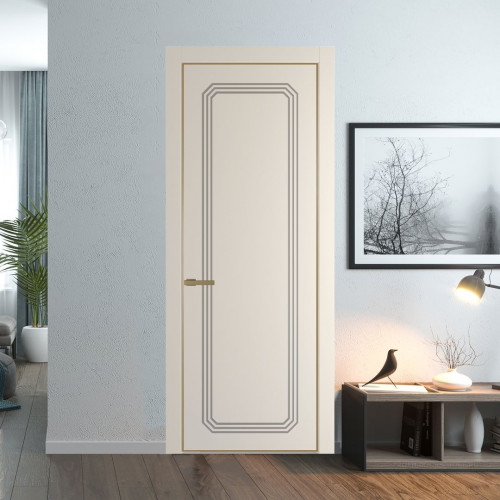 Межкомнатная дверь ProfilDoors 32 PA с фрезерованным рисунком Кремовая Магнолия с профилем Золото