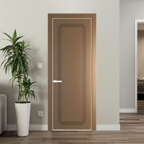 Межкомнатная дверь ProfilDoors 32 PA с фрезерованным рисунком Перламутр золото с профилем Вайт