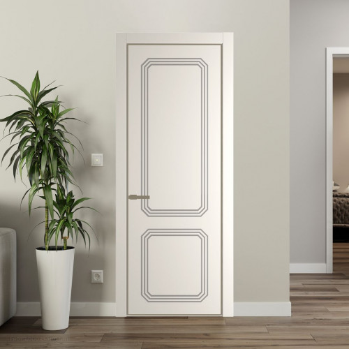 Межкомнатная дверь ProfilDoors 33 PA с фрезерованным рисунком Перламутр белый с профилем Шампань