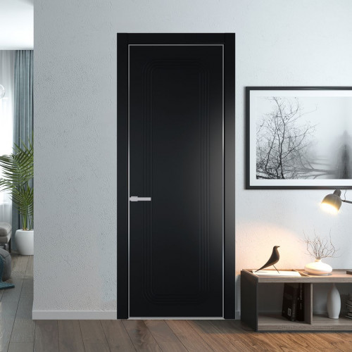 Межкомнатная дверь ProfilDoors 34 PA с фрезерованным рисунком Блэк с профилем Серебро