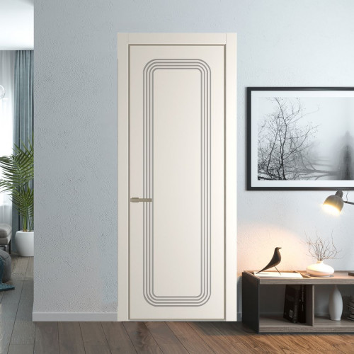 Межкомнатная дверь ProfilDoors 34 PA с фрезерованным рисунком Перламутр белый с профилем Никель