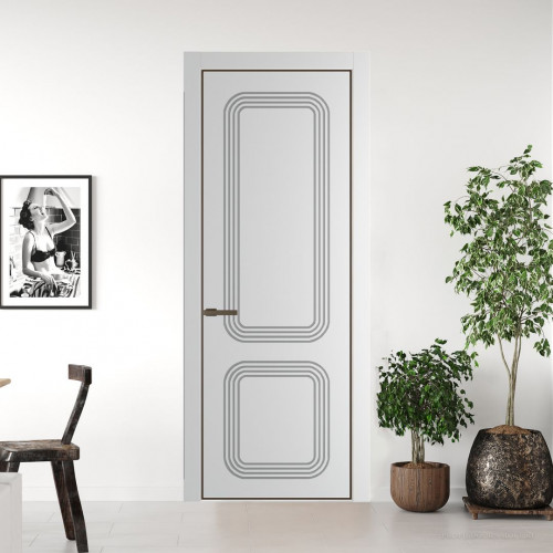 Межкомнатная дверь ProfilDoors 35 PA с фрезерованным рисунком Крем Вайт с профилем Деорэ