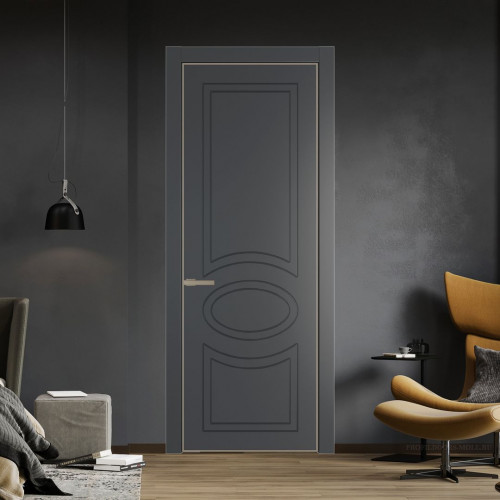 Межкомнатная дверь ProfilDoors 36 PA с фрезерованным рисунком Графит с профилем Никель
