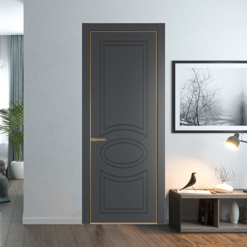 Межкомнатная дверь ProfilDoors 36 PA с фрезерованным рисунком Графит с профилем Золото