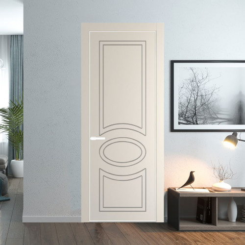 Межкомнатная дверь ProfilDoors 36 PA с фрезерованным рисунком Кремовая Магнолия с профилем Вайт