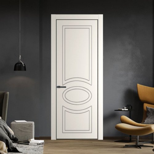Межкомнатная дверь ProfilDoors 36 PA с фрезерованным рисунком Перламутр белый с профилем Серая Ночь